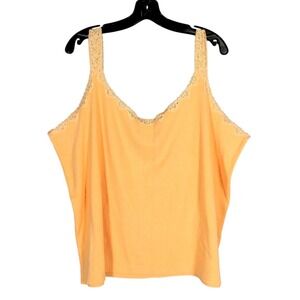 SO BLUE SIGRID OLSEN Stretch RIBBED KNIT Lace Trim SLEEVELESS Tank Top Cami 3X